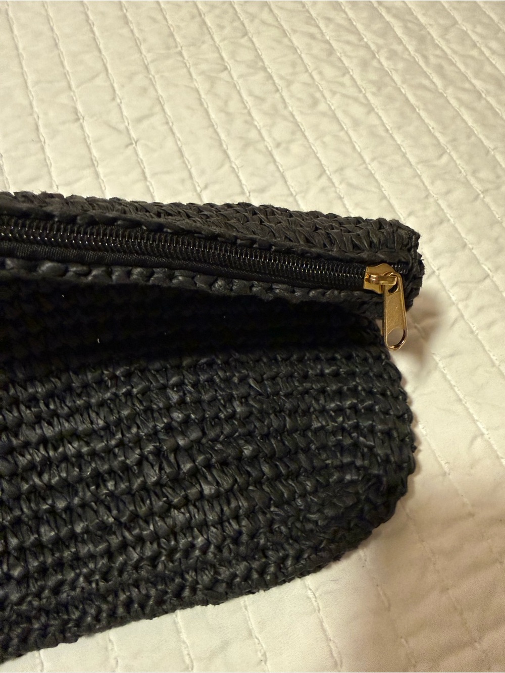 Anthropologie Black Love Knot Slouchy Raffia Shoulder Bag - Picture 7 of 7